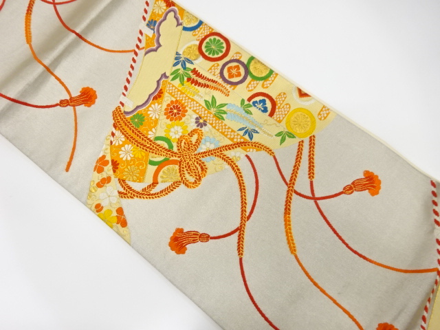 JAPANESE KIMONO / ANTIQUE FUKURO OBI / SILK / WOVEN KUMIHIMO CORD PATTERN